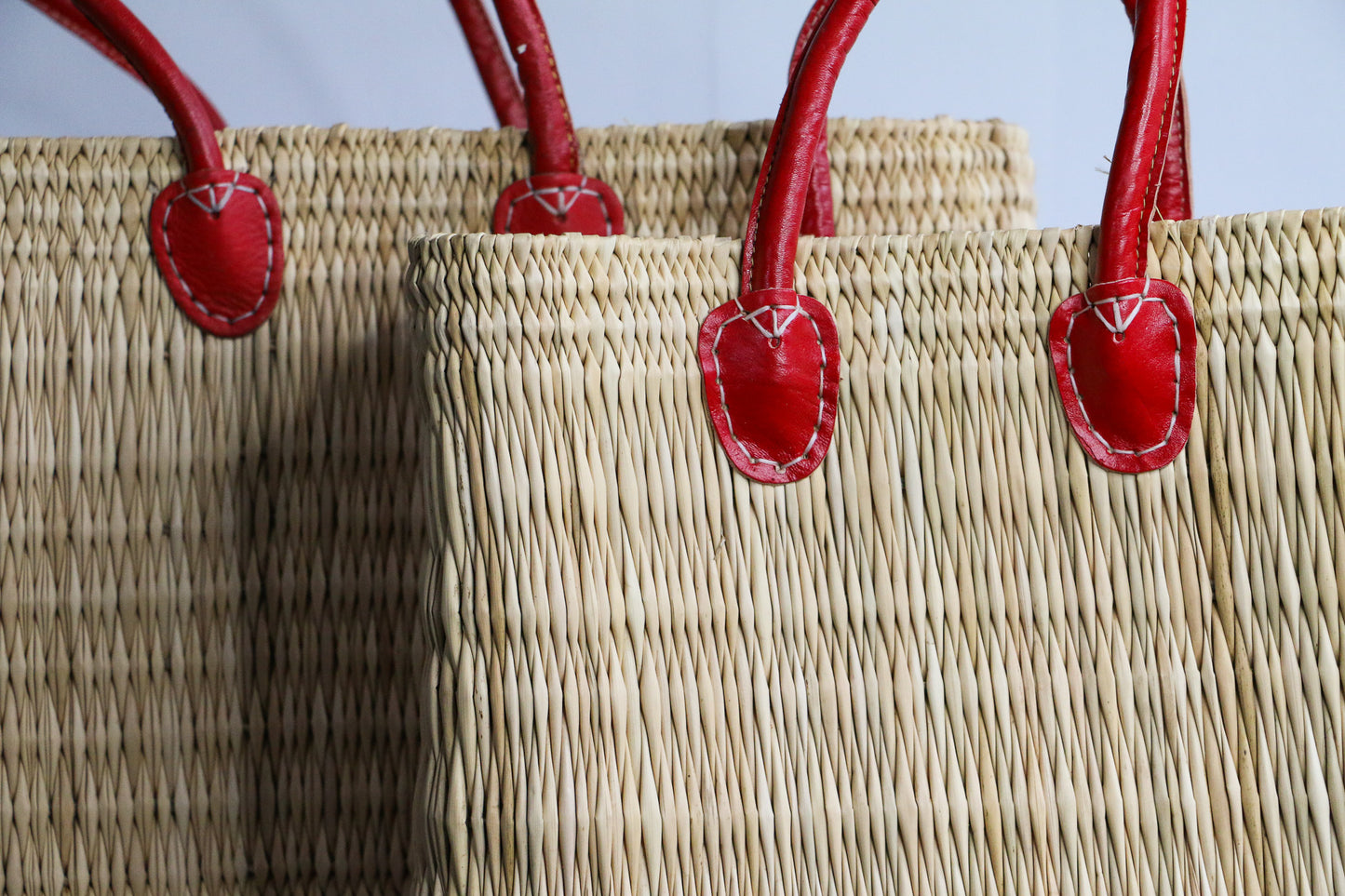 Water Reed Tote, with Red Handles