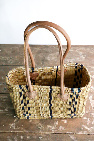 Indigo Striped Gift Tote with Long Handles