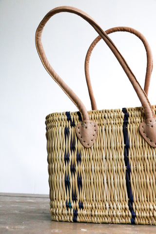 Indigo Striped Gift Tote with Long Handles