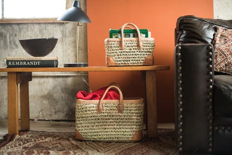 Open Weave with Leather Trim