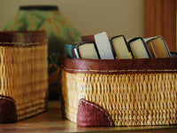 Leather Trimmed Storage Baskets