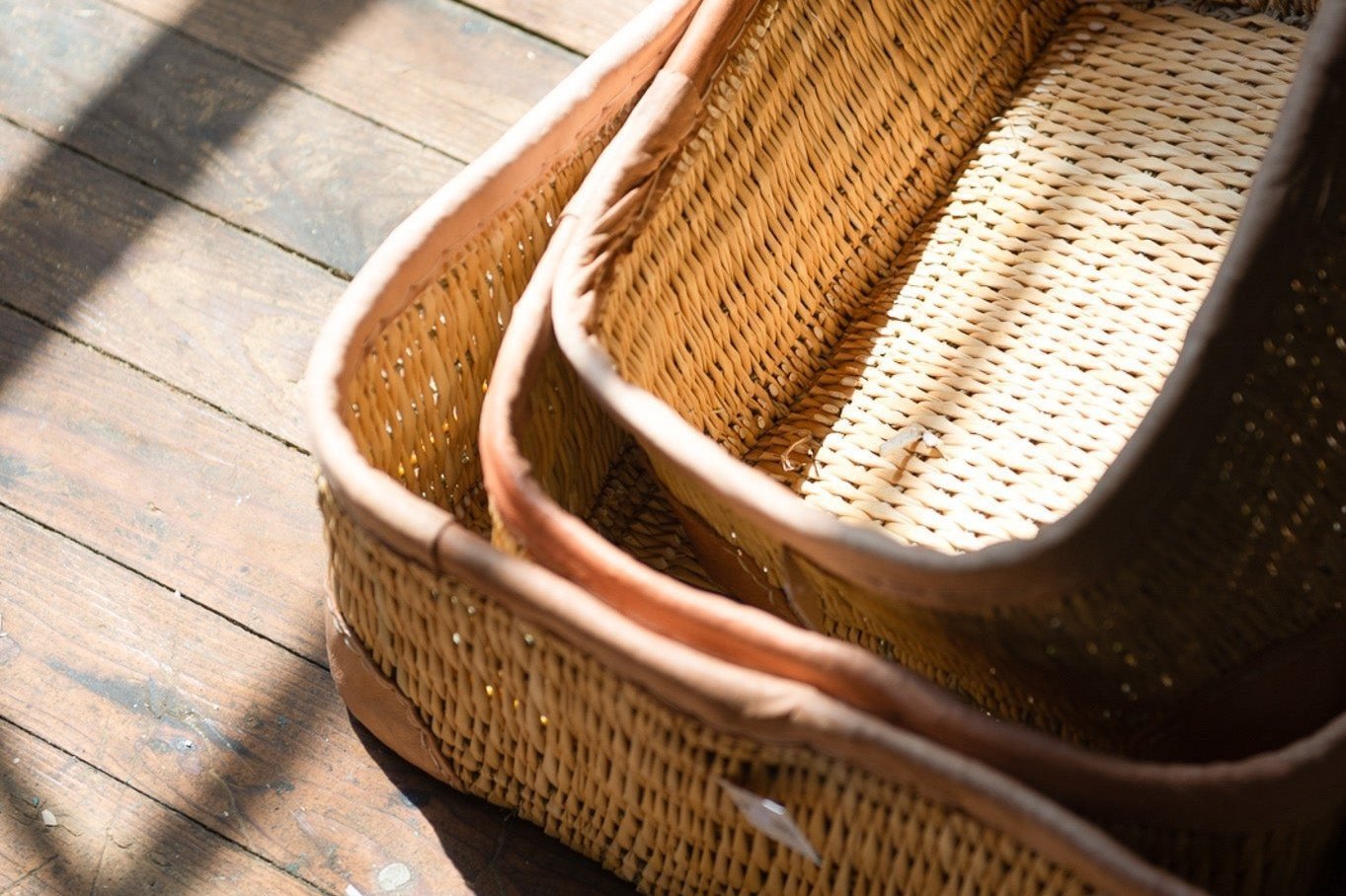 Leather Trimmed Storage Baskets