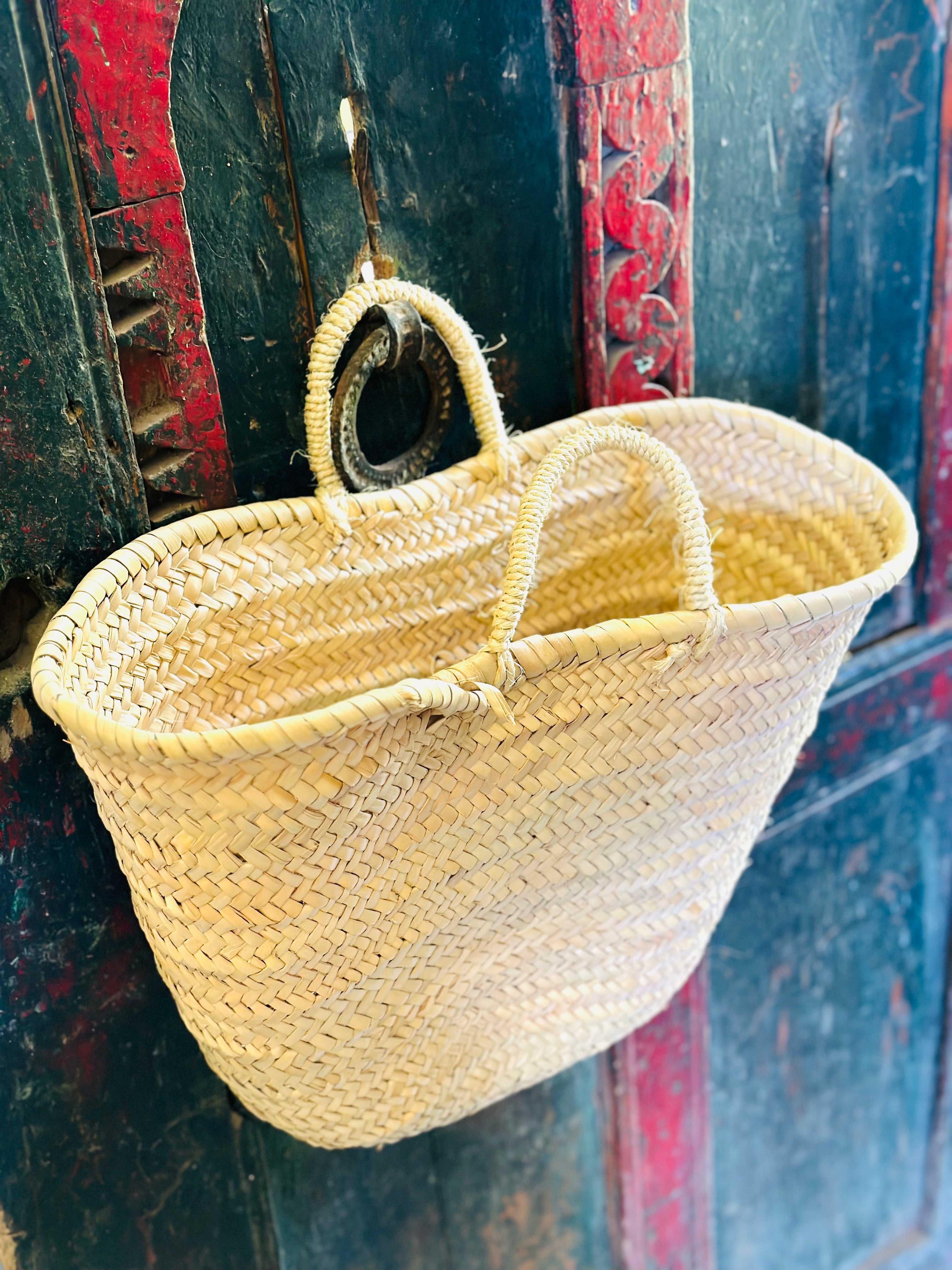 Sisal Handled Basket, Handwoven in Morocco, Vegan, Sustainable