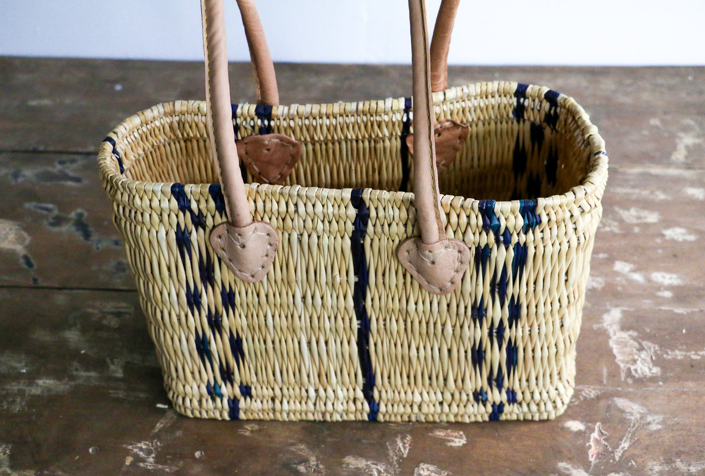 Indigo Striped Gift Tote with Long Handles