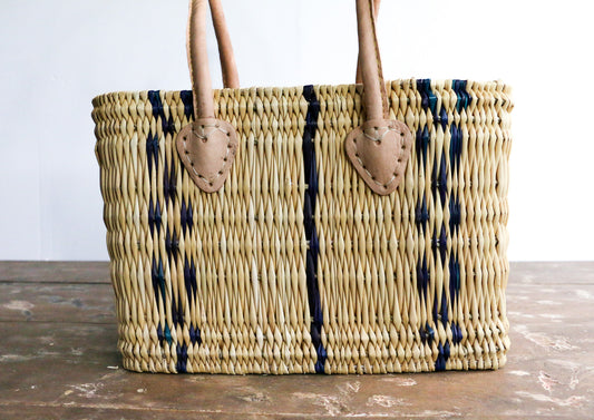 Indigo Striped Gift Tote with Long Handles