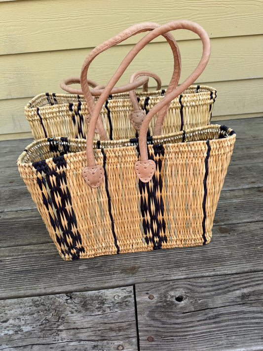 Blue striped tote