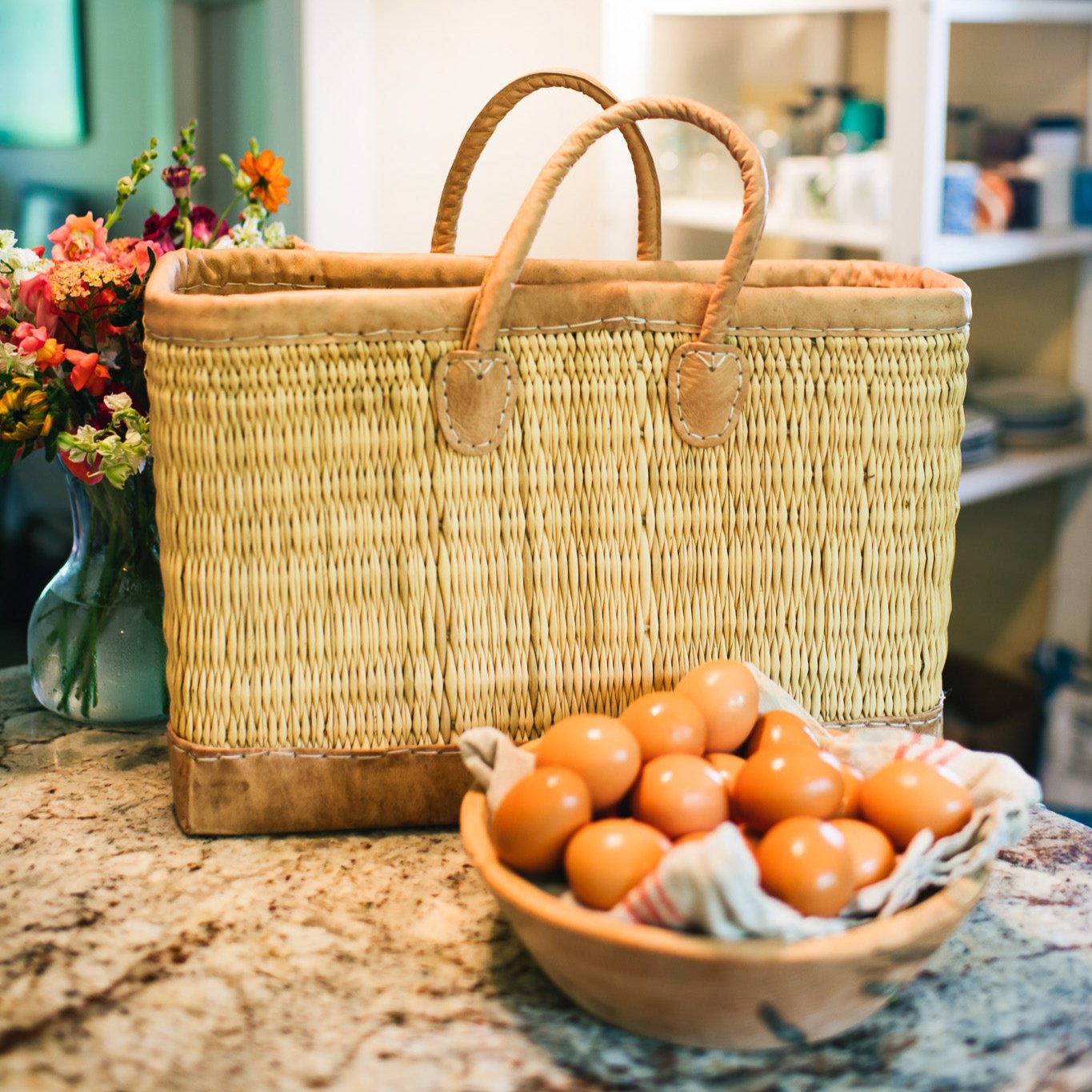 Leather Trimmed Tote