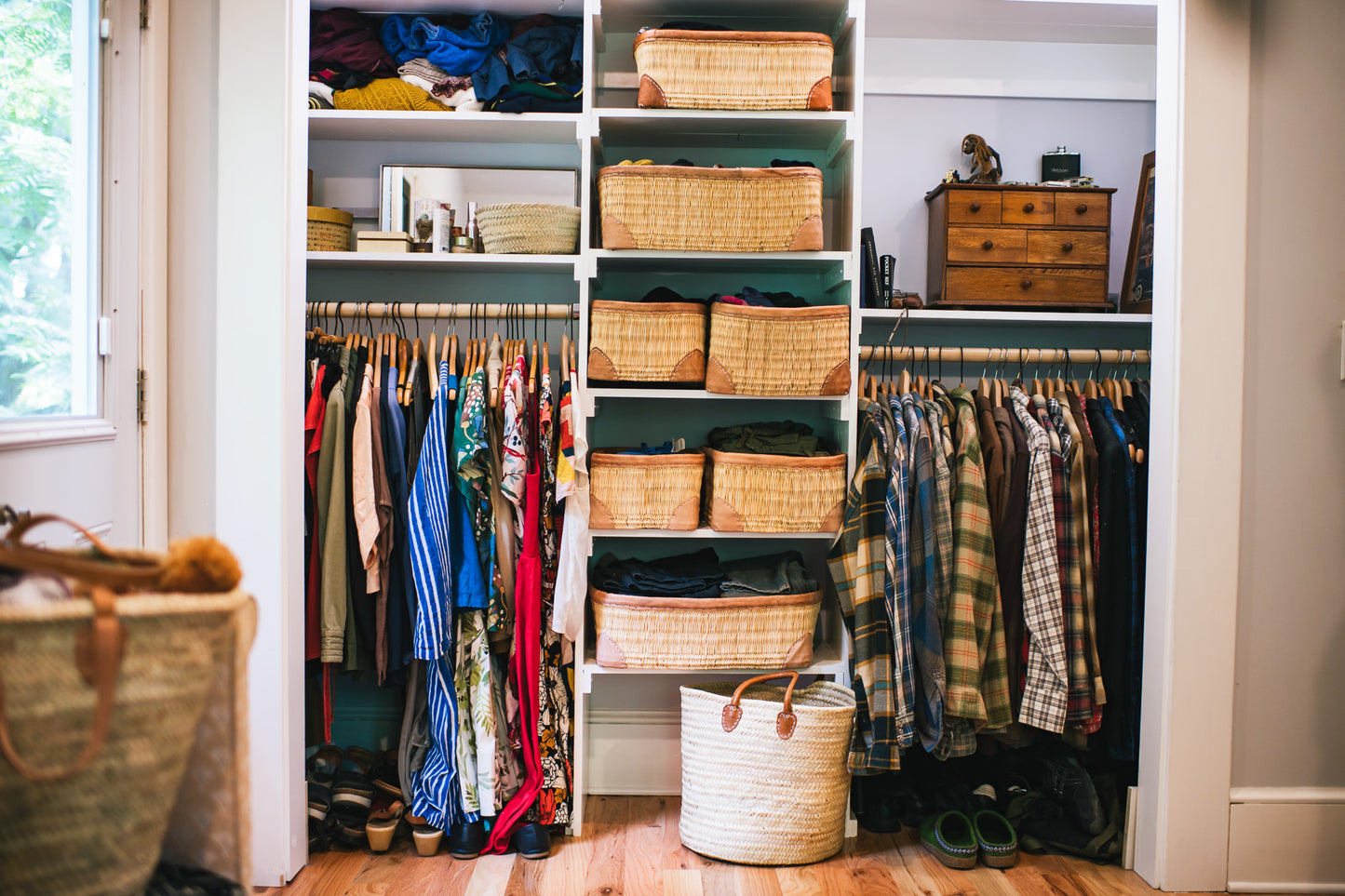 Leather Trimmed Storage Baskets