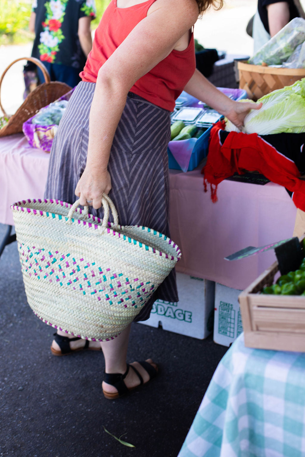 Colorful Weave Market Basket